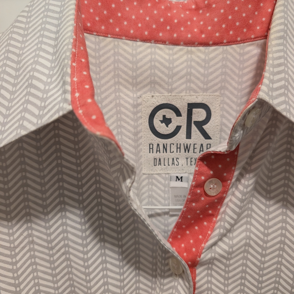 Gray and Pink Button Down Shirt with Textured Design